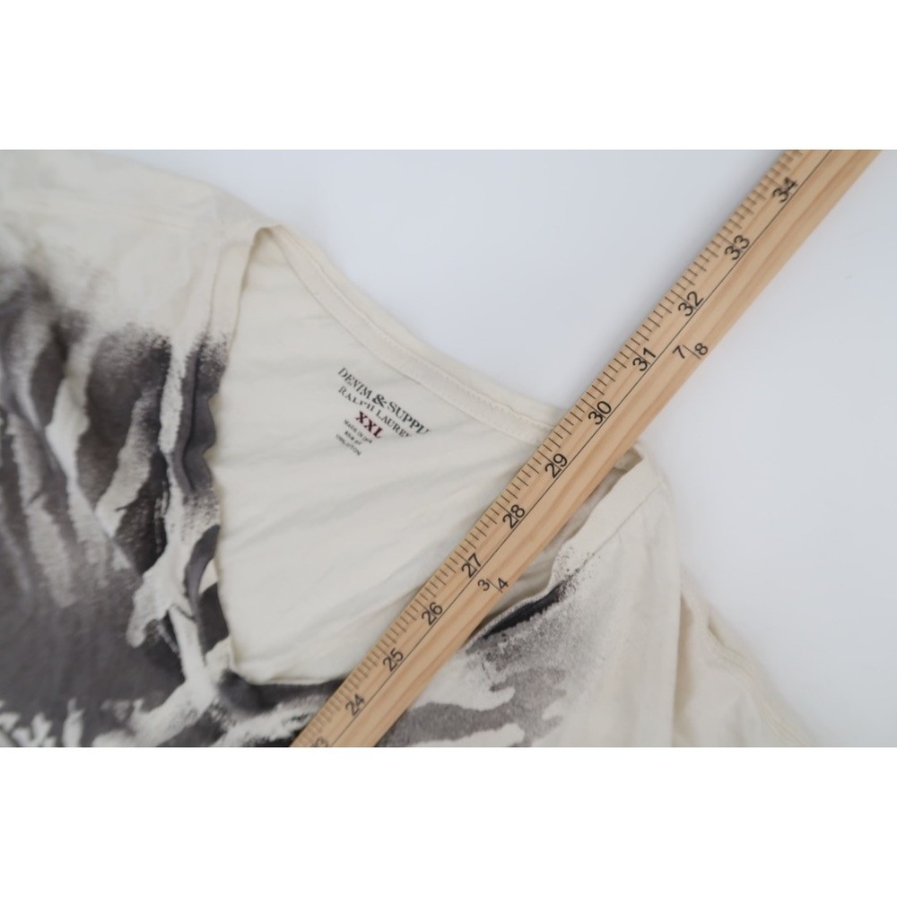 Denim & Supply Ralph Lauren T-Shirt Mens XXL Zebra Print Graphic V-Neck Cotton - Picture 9 of 9